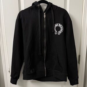 Black Zip-Up Hoodie with Logo